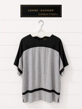 LEMIRE-GAGNIER CRÉATION – Black & Pearly White Graphic Tunic – Size M